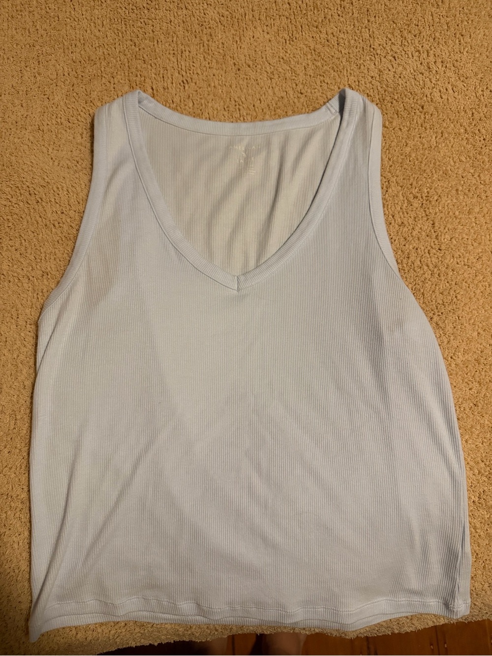 American Eagle Outfitters Light Blue V-Neck Ribbed Tank